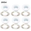 200 Sets Eyelet Buckle Metallic Grommet Shoes Leather Bags DIY Craft Button Rivet Tool 6mmWhite