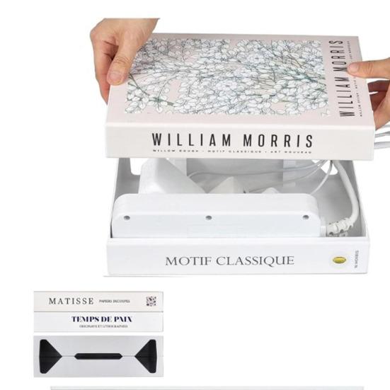 Book Shaped Cord Organizer Large Capacity Multipurpose Wire Management Expandable Decorative Book Cable Hider Box