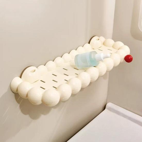 Suction Cup Storage Rack Waterproof Bathroom Rack Wall Mounted Storage Shelf Push-to-Lock Vacuum Seal Organizer Shelf for Kitchen Bathroom