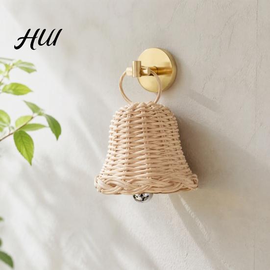 Baby Hand Grasping Toys Christmas Bells, Rattan Wicker Bell Decoration, Handmade Pendant, Sensory Perception for Babies Hanging Toy Holiday