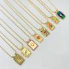 Fashion Rainbow Color Zircon Inlaid Rectangular Heart Starry Sky Design 18k Gold Plated Brass Charms Necklaces Jewelry Gift