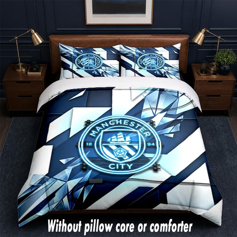 Manchester City Design Bed Bedding Set 1 Duvet Cover + 2 Pillowcases Soft Breathable Household Bed Linens