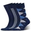5 Pairs Men Women Argyle Patterned Long Socks Cotton Business Classic Soft Breathable Mid Calf Hosiery Autumn Winter Warm Socks