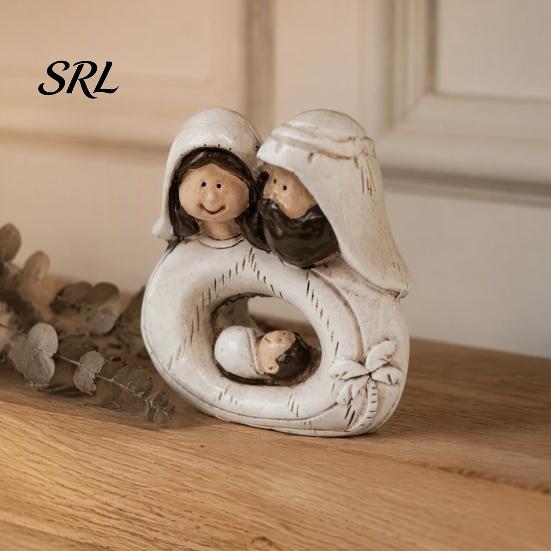 Miniature Nativity Set for Shelf Holy Family Resin Figurine, Vintage Scene Statue, Mini Catholic Souvenir Home Jesus Birth Desktop Ornament, Religious
