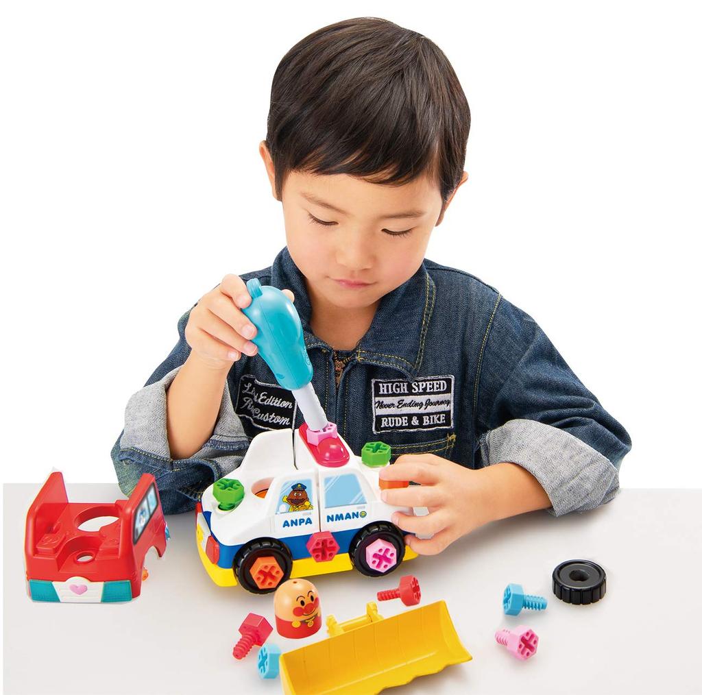 SEGA TOYS Anpanman Свежесобранная самодельная винтовая смена рабочего транспортного средства!