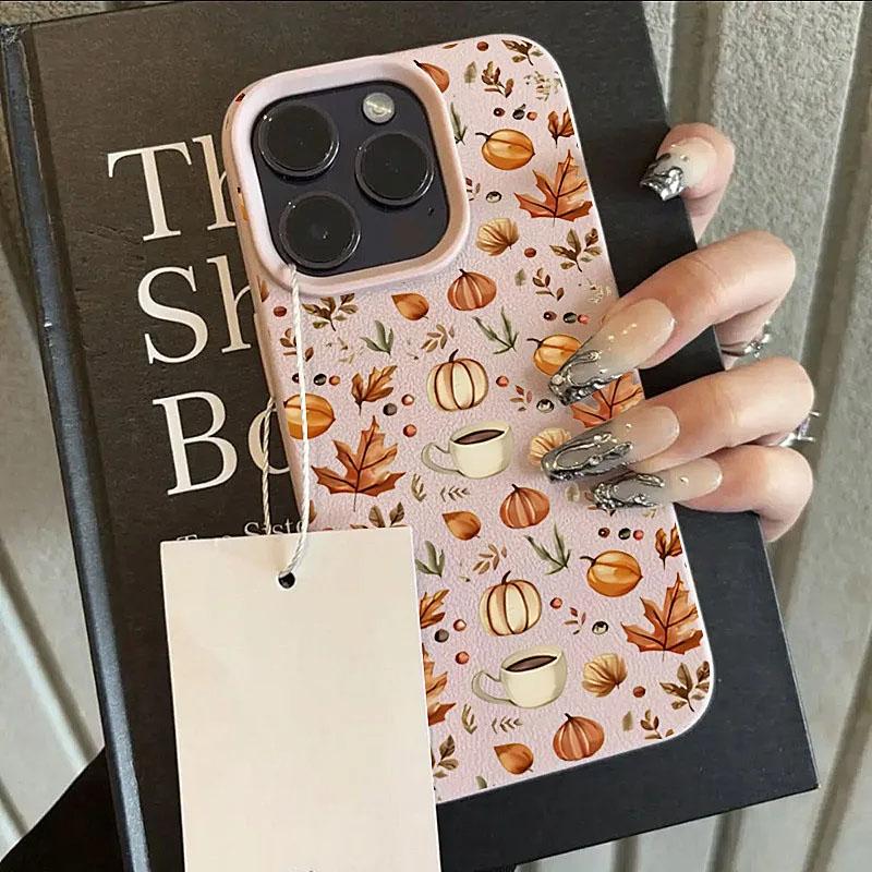 Осенняя Тыква Кофе Иллюстрация Чехол для Телефона Для iPhone 11 12 13 14 15 16 17 Pro Max Plus 17 Air X XR XS Ударопрочная Задняя Крышка