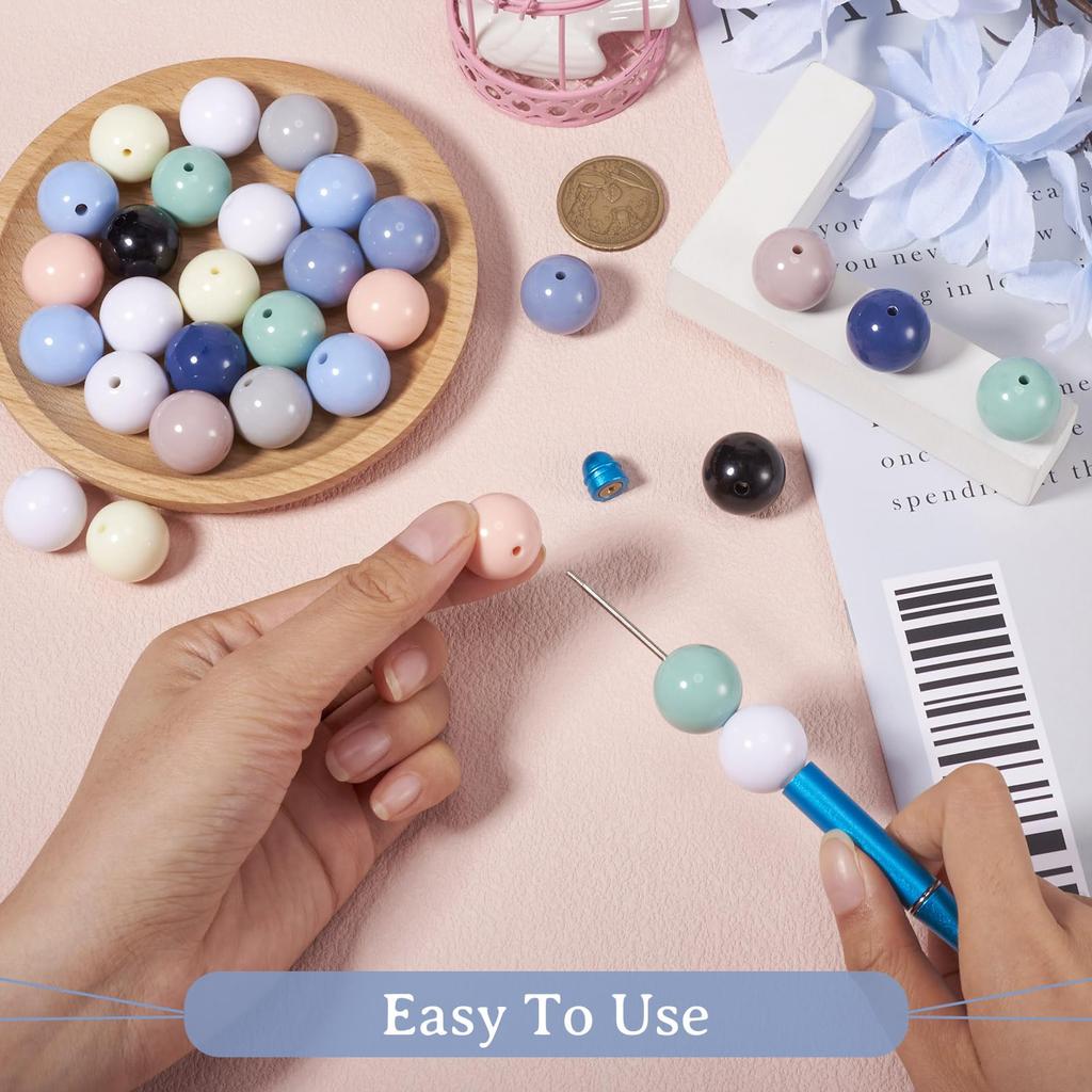 Набор из примерно 100 штук 10 акриловых круглых декоративных бусин для ручного творчества, принадлежностей для рукоделия, штук, 19,5~20 мм, цветные, бусины, непрозрачные,