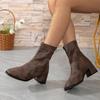 New Hot Selling Versatile Ankle Women's Boots Elegant Modern Solid Color Square Toe Back Zipper Medium Heel Plus Size Shoes