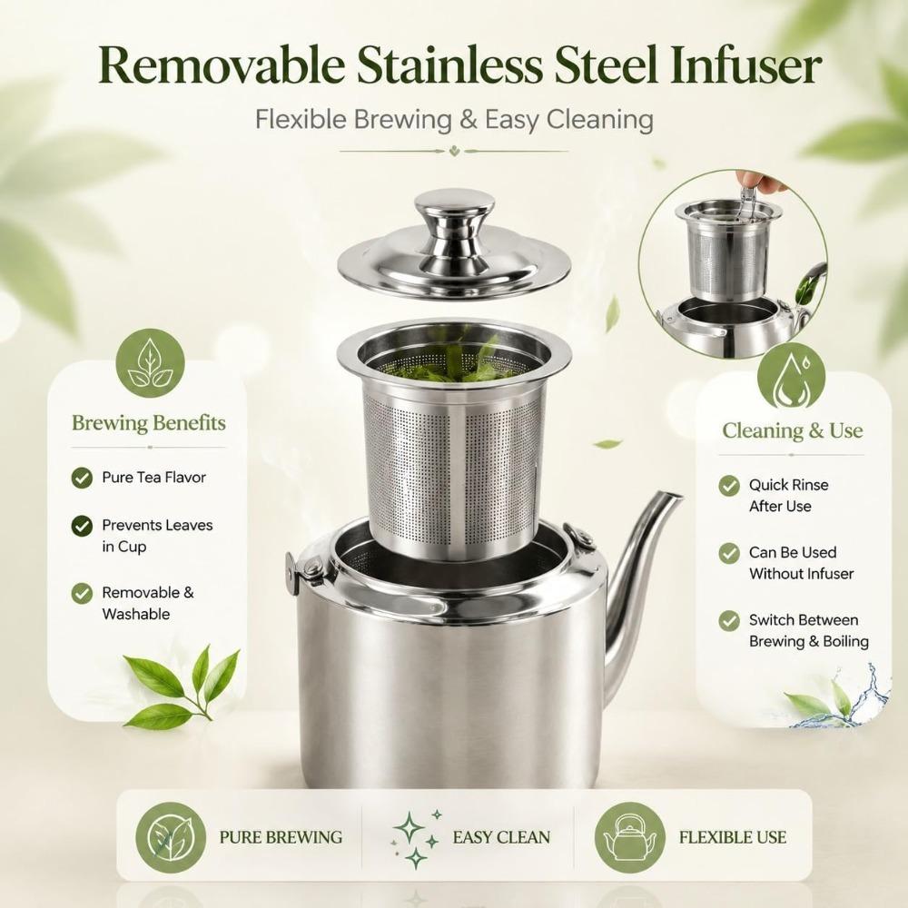 Top Handle Gooseneck Stovetop Kettle Stainless Steel Tea Kettle With Infuser For Gas Stove