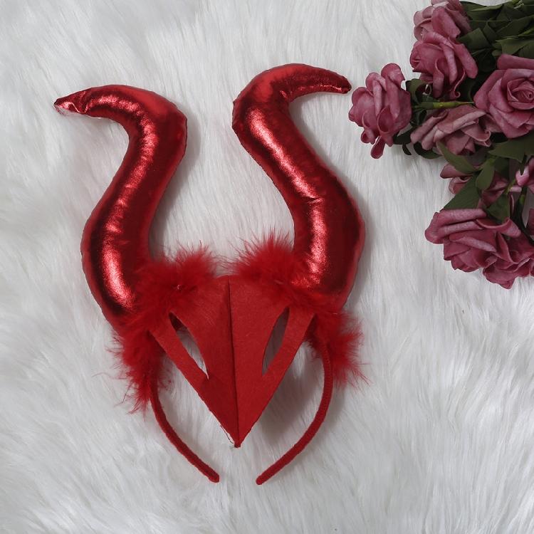 Повязка на голову с рогами дьявола, повязка на голову с бычьим рогом, головной убор с рогом демона на Хэллоуин, обруч для волос с рогом дьявола, диадемы на Хэллоуин