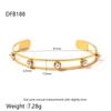 European and American ins geometric texture irregular opening bracelet women's inlaid zircon plated 18k gold stainless steel versatile jewelry