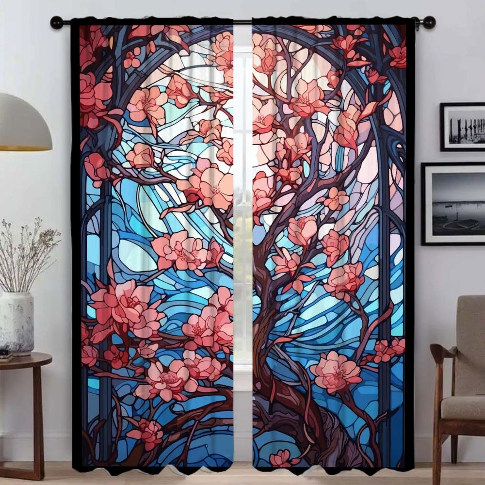 Цветочные противомоскитные шторы для гостиной, затемняющие шторы для комнаты, 2 панели, перегородка, украшение на Хэллоуин, шторы, кухня