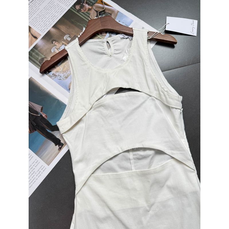 Foreign Trade Order EM * RYP @ RK Super Sexy Gyaru Slim Dress Sheath Sexy Waist-Exposed White Long Dress