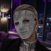 Wide Field of Vision Mask Halloween Rhinestone Full Face Mask, Sparkly Masquerade for High Visibility Dance Performance, Lightweight Hip Hop