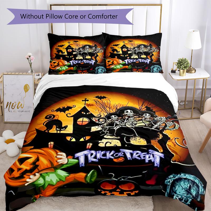Halloween Bedding Set Breathable Duvet Cover with Pillowcases Decorative Bed Linen for Bedroom Home Decoration Birthday Gift