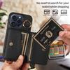 Чехол из искусственной кожи для iPhone 16e 16promax 15 14 13 12 11 с ремешком через плечо, противоударный, с кольцом и функцией подставки, кошелек