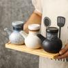 ZISIZ Ceramic Soy Sauce & Vinegar Dispenser Set