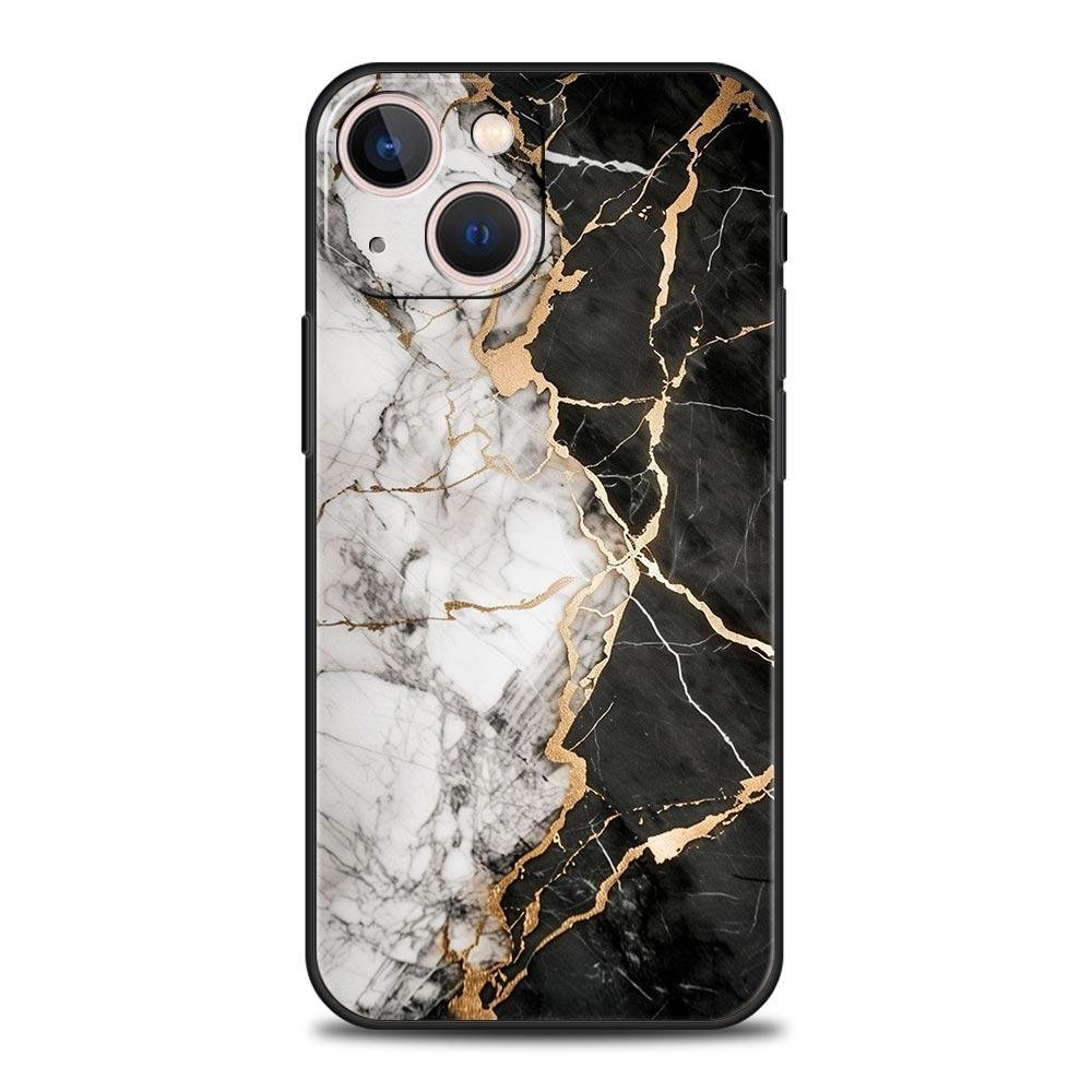 Акварельный мраморный чехол для телефона для iPhone 17 16 15 Pro Max 11 12 13 14 7 8 Plus SE 2020 X XR XS Мягкий черный