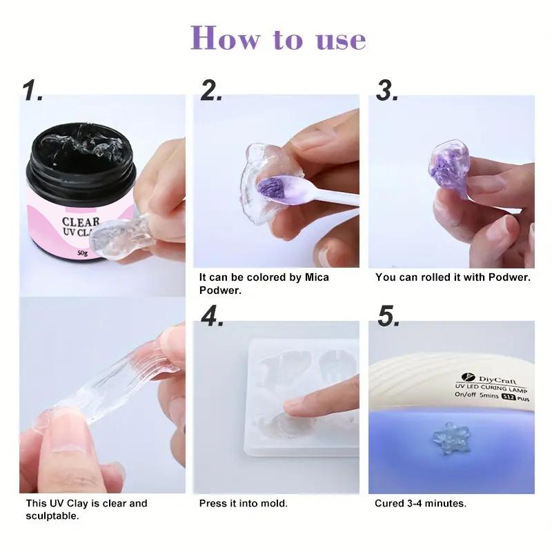 3D Resin UV Clay 100g Non-toxic for DIY Material Sculpting Handcraft, for Silicone Molds Clear, Suitable for All Ages.