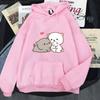 Peach Cat Hoodies Women Funny Mochi Fashion Sweatshirts Peachcat Female Harajuku Tops Round Neck Oversized  Kawaii Y2k
