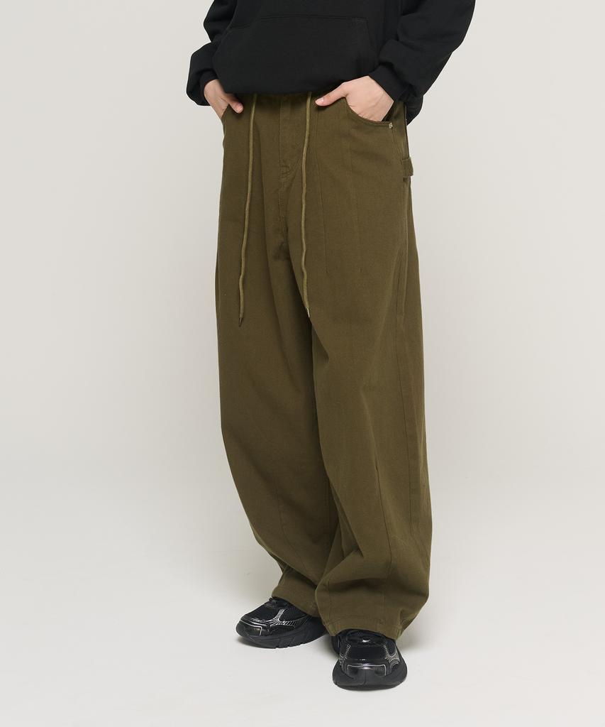 CARGOBROS FOR WOMAN Balloon String Wide Cotton Pants (Khaki)