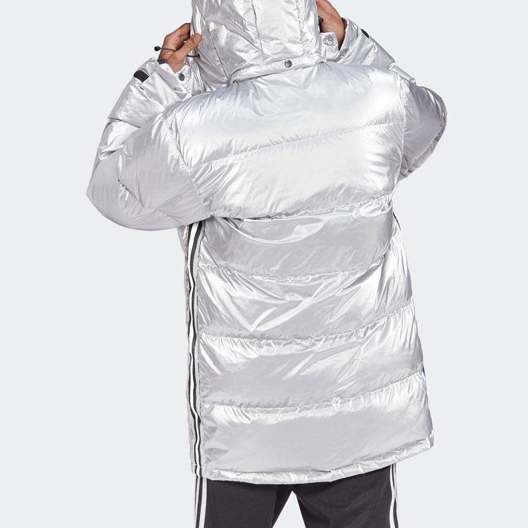 adidas originals Metal Dwn Jkt Stay Warm Diagonal zipper Sports hooded down Jacket Silver Men's GJ6733