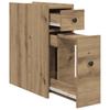 Narrow Bathroom Cabinet with Casters Artisan Oak Wood Based Material