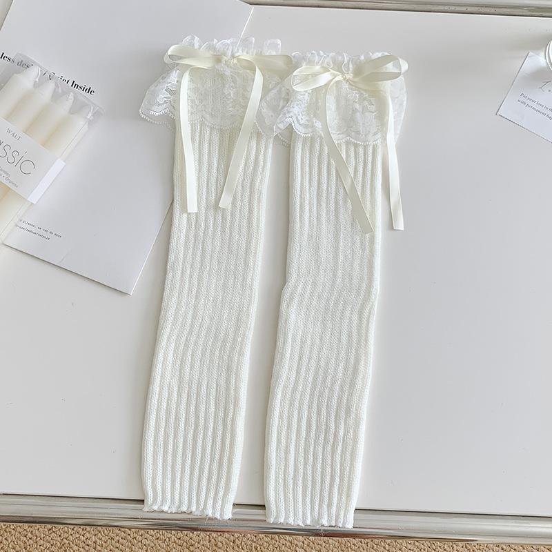 Гетры женские Лолита кружевные носки с рюшами чулки милый бант вязаный чехол для ног гольфы JK милые девушки каваи гетры