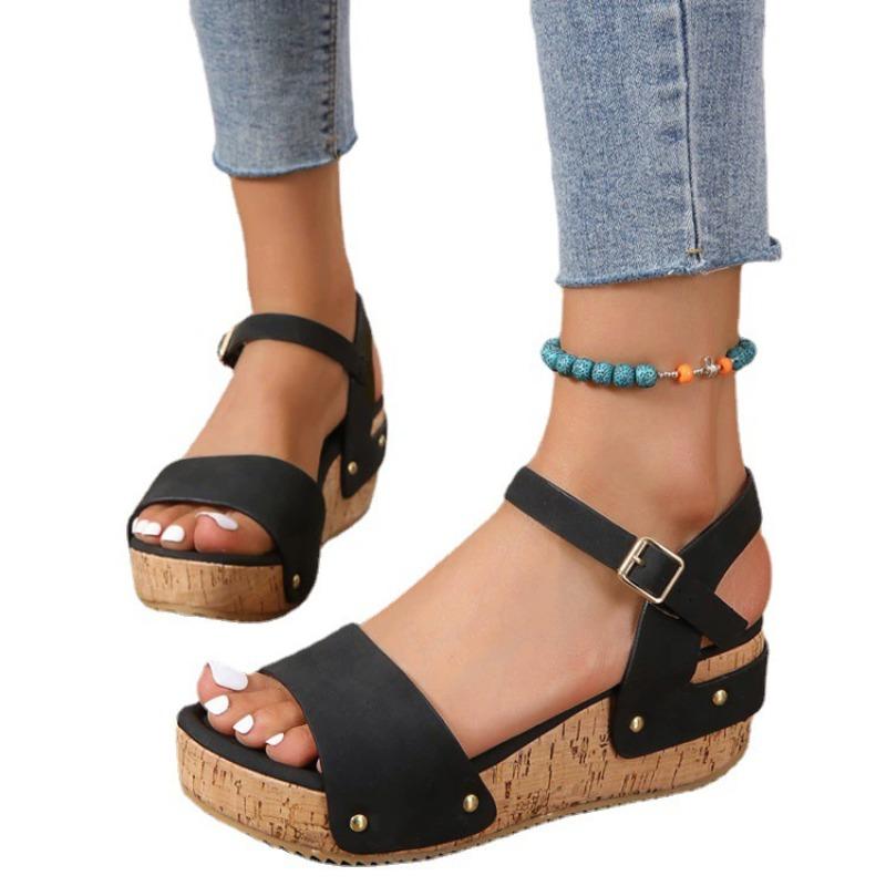 Fashion Hot Sales Thick Sole Wedge Heel Sandals for Women Summer 2025 New Platform Sandles Woman Big Size Ankle Strap Gladiator Mujer