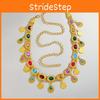 Gold Jewelry Arabic Women Alloy Acrylic Gem Waist Chain With Hollow Design