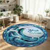 Ocean Sea (45) Theme Round Crystal Velvet Rug Custom Name Text Personalized Floor Mat Home Decor Non Slip Crystal Carpet