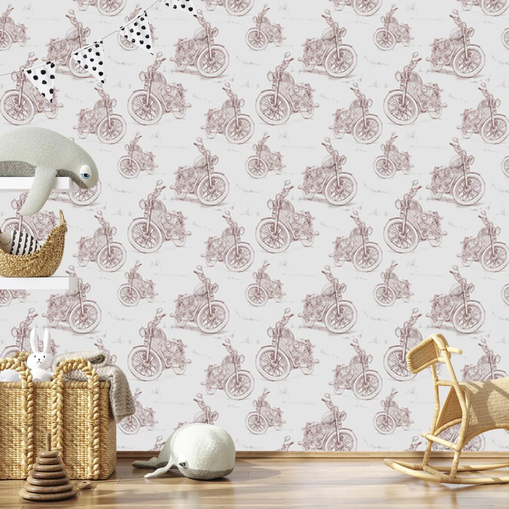 Sketched Retro Motorcycles 3D Wallpaper for Living Room and Bedroom 50x1000