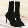 Knitting Women Ankle Boots Pointed Toe Fashion Sexy High Heels Shoes 2024 Trend Winter Pumps Sock Boots Elegant Botas De Mujer