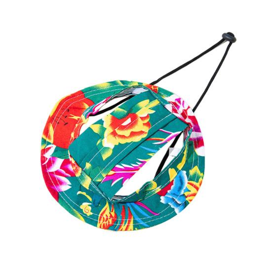 Pet Sun Hat with Ear Holes Adjustable Tie-Dyed Bucket Hat Outdoor Round Brim Sun Protection Hat for Small Medium Dogs Cats