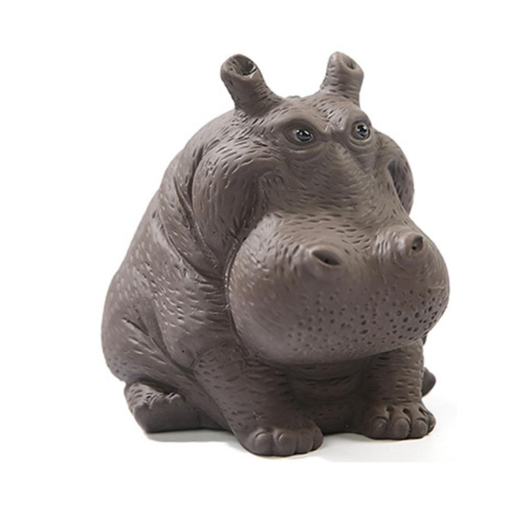 Фигурка бегемота из фиолетовой глины, керамическая скульптура чайного питомца, статуэтка бегемота, настольное украшение для чайного набора, аксессуары для дома, чай