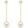 Huitan Imitation Pearl Lady Drop Earrings Chain Design Elegant Wedding Charming Accessories Trendy Party Inlaid Shiny CZ JewelryGood Product