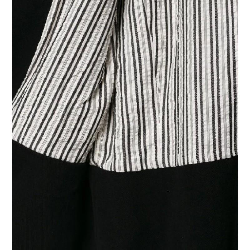 Womens French Style Striped Top Fashion Casual Short Jacket Long Sleeve Zipper Black