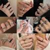 Korean Style Adjustable Ring Set for Women - Includes Open Index Finger and Chain Rings