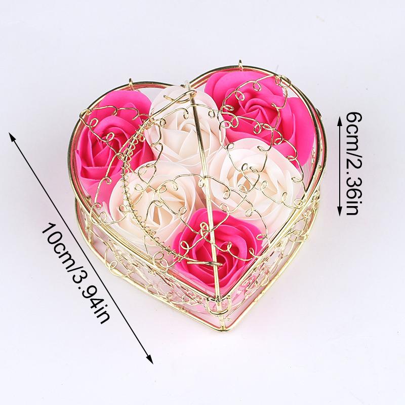 1PC Soap Flower Simulated Flower Valentine's Day Gift Rose Heart Box