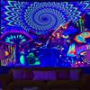 Fluorescent Mandala Tapestry, UV Psychedelic Mushroom Decoration, Home, Bedroom, Aesthetic Room, Art Decoration