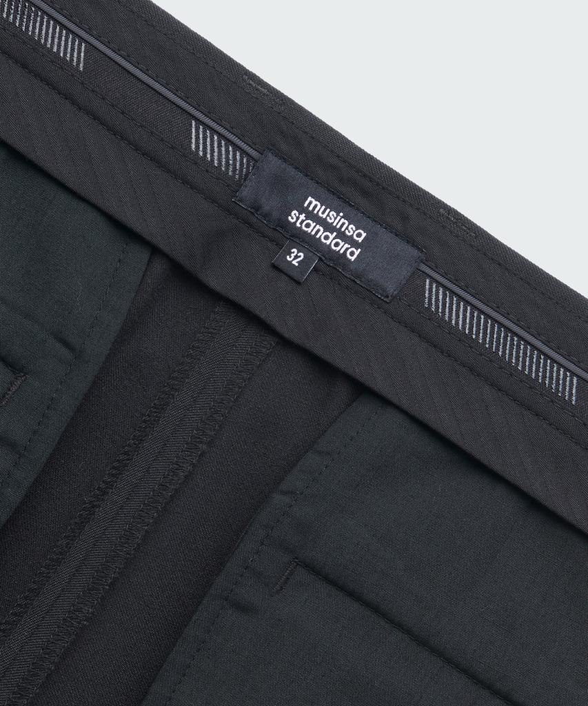 MUSINSA STANDARD Wide Hidden Banding Slacks [Dark Gray]