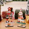 Delightful Wooden Christmas Figurines Featuring Gnome And Snowman With English Text