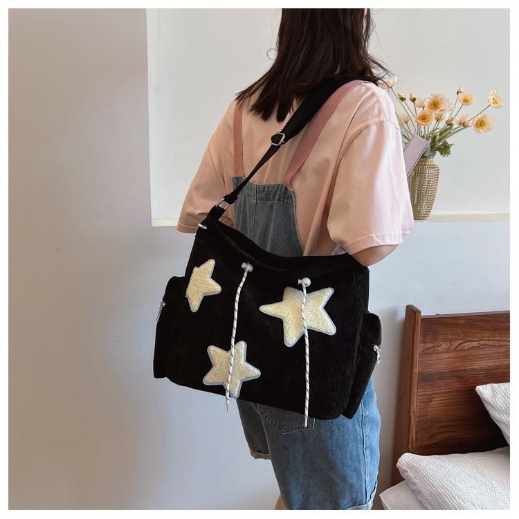 Сумка через плечо из вельвета цвета стыка, женская сумка, трендовая простая модная холщовая сумка большой емкости