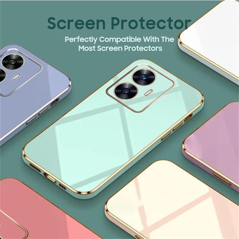 Чехол для Realme 12 OPPO Realme C67 10 11ProPlus C67 C55 C53 C35 C33 C31 C30 C30S C21, роскошная противоударная задняя крышка с квадратным покрытием