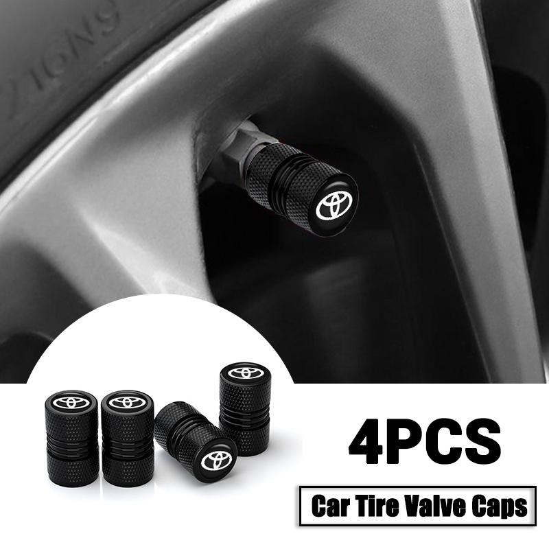 4PCS Metal Car Wheel Tire Valve Air Stem Covers For Toyota chr Corolla Camry rav4 Yaris hilux prius avensis auris Prado fortuner