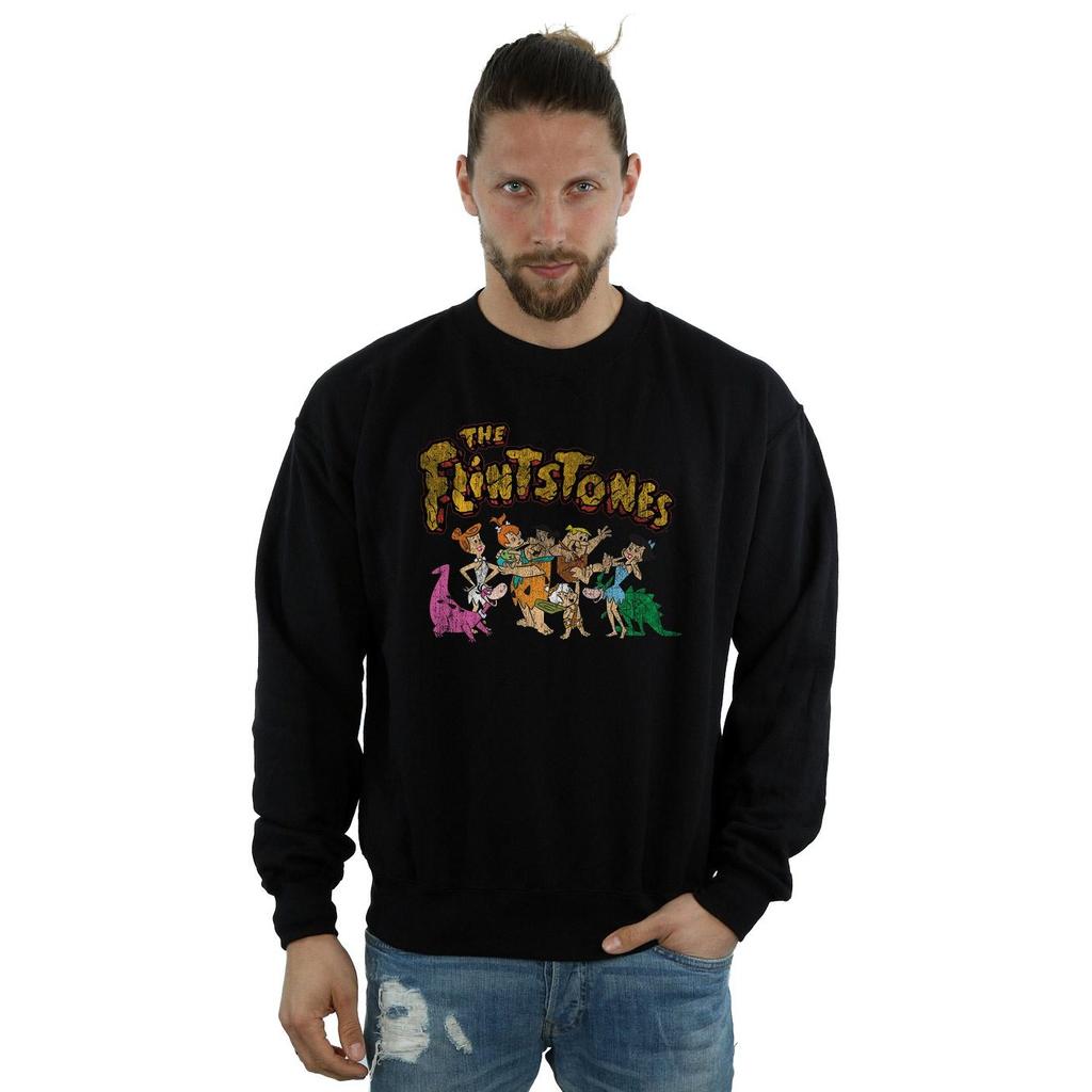 The Flintstones Mens Group Distressed Sweatshirt