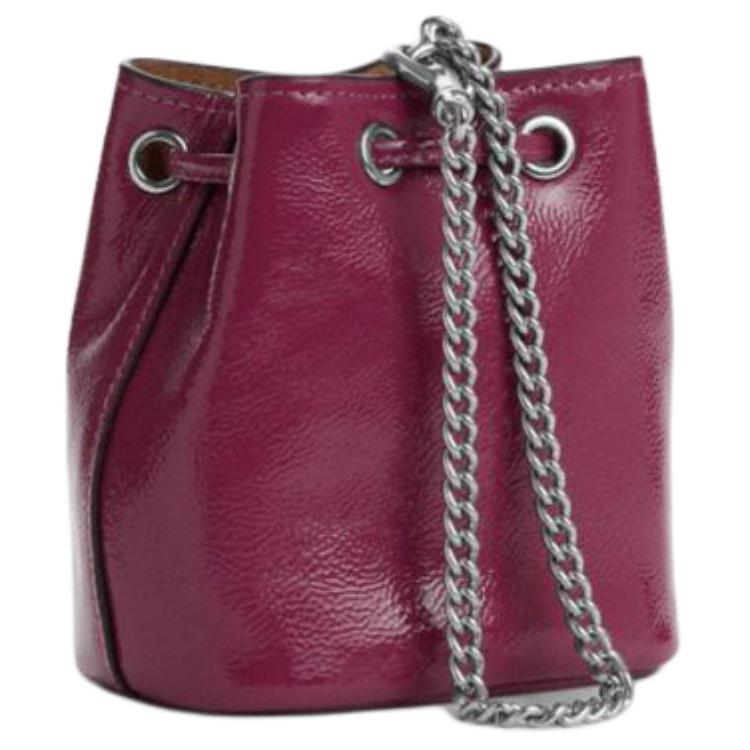 Coach Mini Drawstring Wristlet Patent Leather Smooth Leather Clutch Women clutch Pink CZ028-SVPK