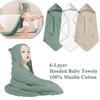 2pcs Hooded Baby Towels for Newborn 35*35inch 100% Muslin Cotton Baby Towel with Hood Warm Sleeping Swaddle Wrap for Infant, Kid