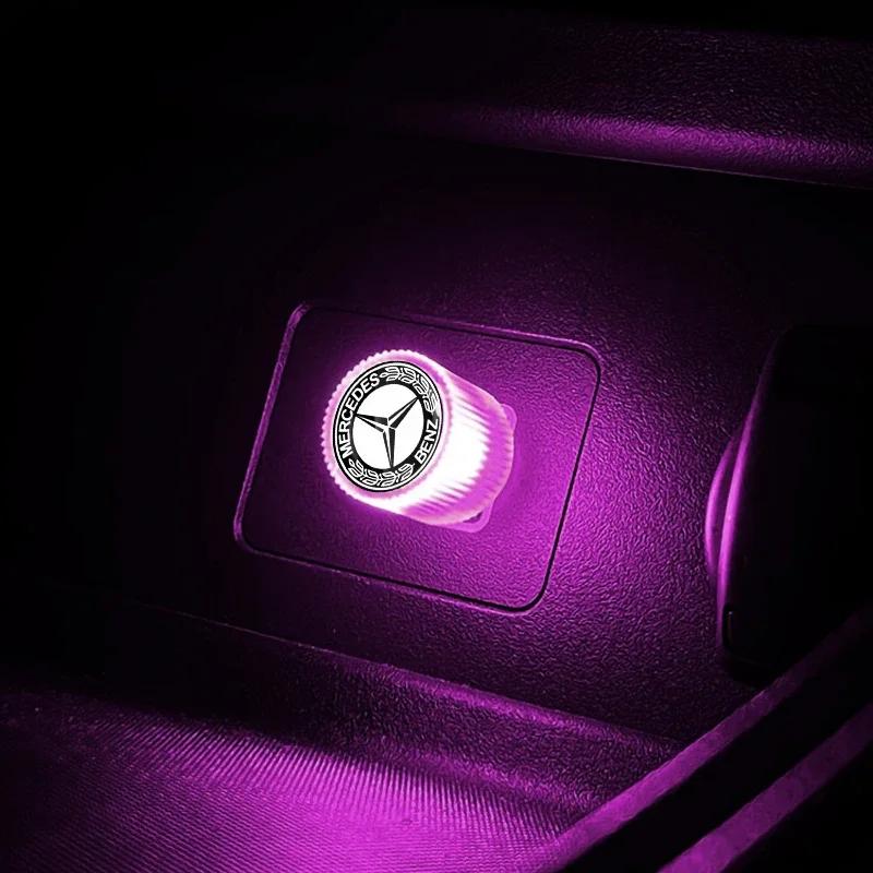 AABIH1 Car Emblem USB Atmosphere Light Portable Car Mini LED Lamp Caps Stickers For Mercedes-Benz C320 CL55 CL600 CL65 C240 C280 C320