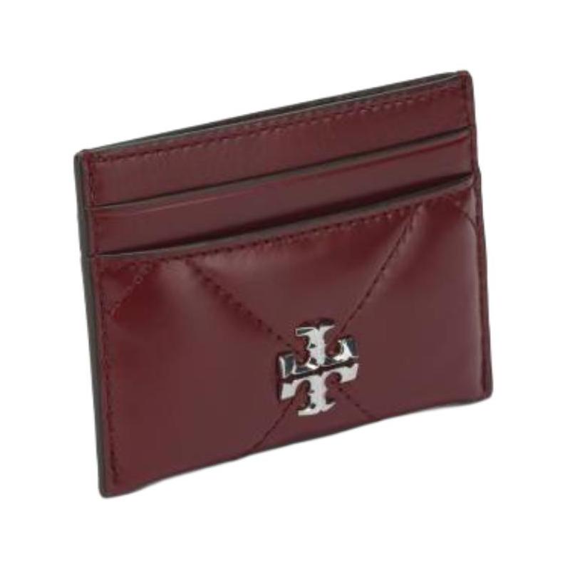 TORY BURCH Kira metal logo diamond quilted nappa leather card holder mini women's red 154993-600